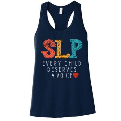 SLP Speech Language Pathologist Speech Therapy Women's Racerback Tank