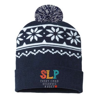 SLP Speech Language Pathologist Speech Therapy USA-Made Snowflake Beanie