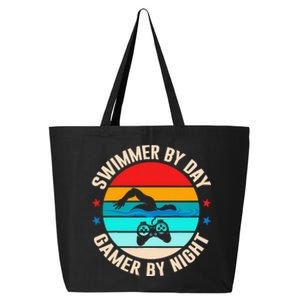 Swimming Swim Lover Gaming Swimmer By Day Gamer By Night 25L Jumbo Tote