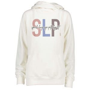 SLP Speech Language Pathologist, Speech Therapy Womens Funnel Neck Pullover Hood