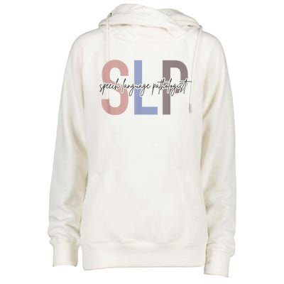 SLP Speech Language Pathologist, Speech Therapy Womens Funnel Neck Pullover Hood