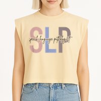 SLP Speech Language Pathologist, Speech Therapy Garment-Dyed Women's Muscle Tee