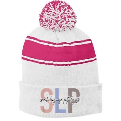 SLP Speech Language Pathologist, Speech Therapy Stripe Pom Pom Beanie