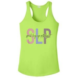 SLP Speech Language Pathologist, Speech Therapy Ladies PosiCharge Competitor Racerback Tank