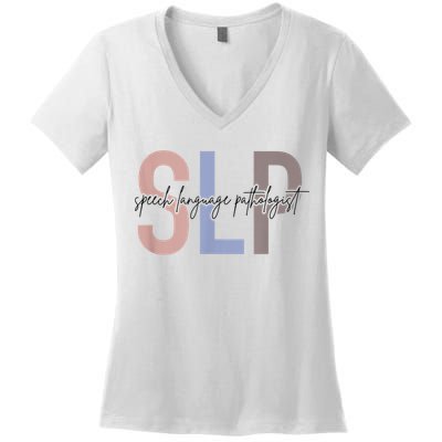 SLP Speech Language Pathologist, Speech Therapy Women's V-Neck T-Shirt