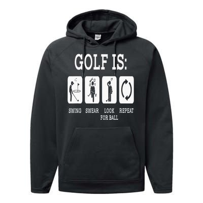 Swing Swear Look For Ball Repeat Golf Sport Performance Fleece Hoodie