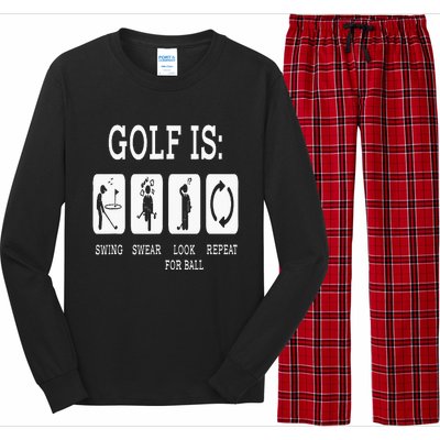 Swing Swear Look For Ball Repeat Golf Sport Long Sleeve Pajama Set