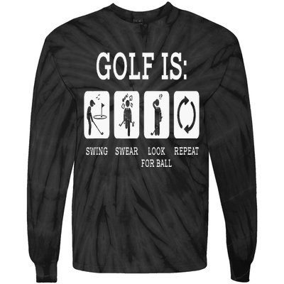 Swing Swear Look For Ball Repeat Golf Sport Tie-Dye Long Sleeve Shirt