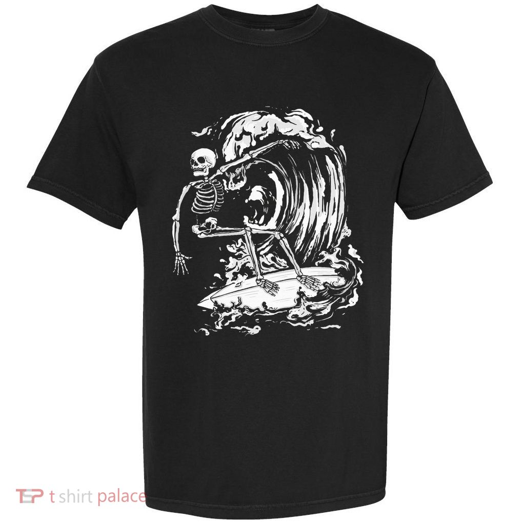Skeleton Surfing Lazy Halloween Costume Skull Bones Surfer Garment-Dyed Heavyweight T-Shirt