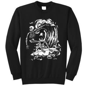 Skeleton Surfing Lazy Halloween Costume Skull Bones Surfer Sweatshirt