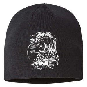 Skeleton Surfing Lazy Halloween Costume Skull Bones Surfer Sustainable Beanie