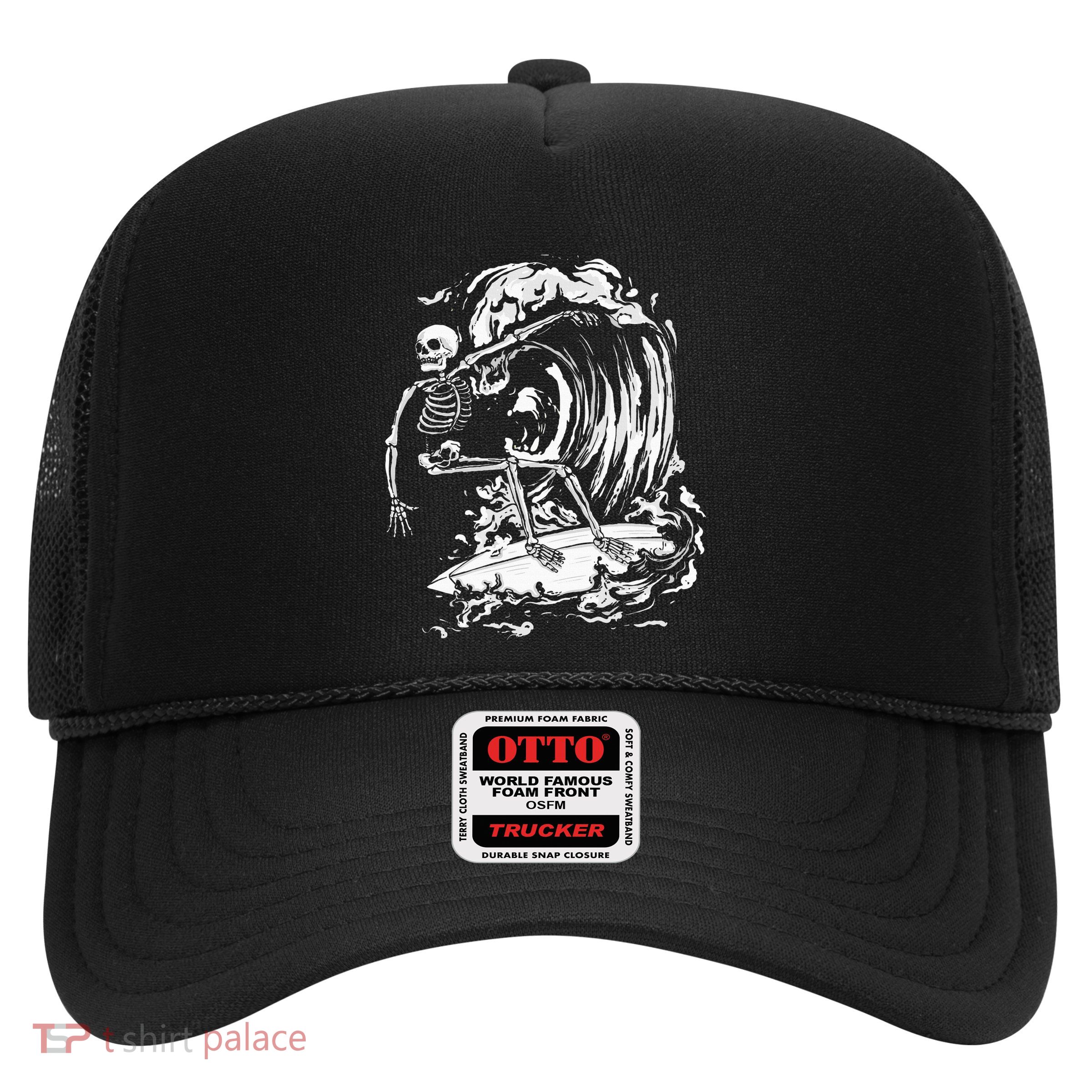 Skeleton Surfing Lazy Halloween Costume Skull Bones Surfer Trucker Hat