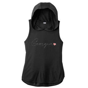 Sak’ArtVelo Simple Love Georgian Flag Heart On Georgia Ladies PosiCharge Tri-Blend Wicking Draft Hoodie Tank