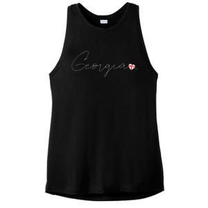 Sak’ArtVelo Simple Love Georgian Flag Heart On Georgia Ladies PosiCharge Tri-Blend Wicking Tank