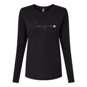 Sak’ArtVelo Simple Love Georgian Flag Heart On Georgia Womens Cotton Relaxed Long Sleeve T-Shirt