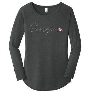 Sak’ArtVelo Simple Love Georgian Flag Heart On Georgia Women's Perfect Tri Tunic Long Sleeve Shirt