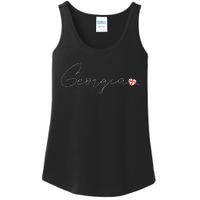 Sak’ArtVelo Simple Love Georgian Flag Heart On Georgia Ladies Essential Tank