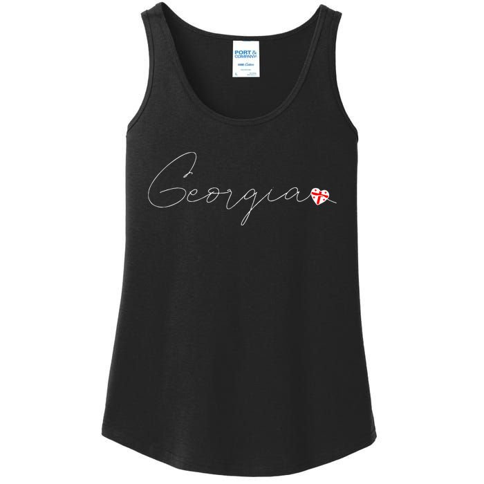 Sak’ArtVelo Simple Love Georgian Flag Heart On Georgia Ladies Essential Tank