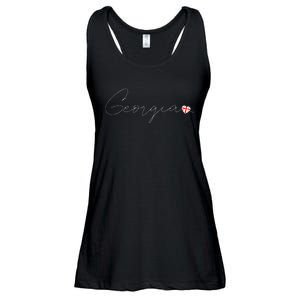 Sak’ArtVelo Simple Love Georgian Flag Heart On Georgia Ladies Essential Flowy Tank