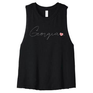 Sak’ArtVelo Simple Love Georgian Flag Heart On Georgia Women's Racerback Cropped Tank