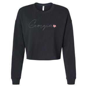 Sak’ArtVelo Simple Love Georgian Flag Heart On Georgia Cropped Pullover Crew