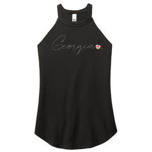 Sak’ArtVelo Simple Love Georgian Flag Heart On Georgia Women's Perfect Tri Rocker Tank