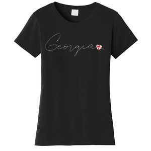 Sak’ArtVelo Simple Love Georgian Flag Heart On Georgia Women's T-Shirt