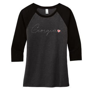 Sak’ArtVelo Simple Love Georgian Flag Heart On Georgia Women's Tri-Blend 3/4-Sleeve Raglan Shirt