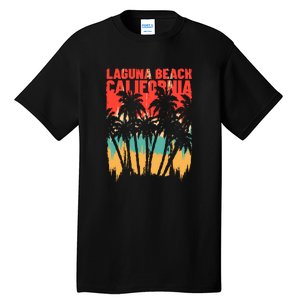 Surfing Sunset Laguna Beach California Summer Palm Gift Tall T-Shirt