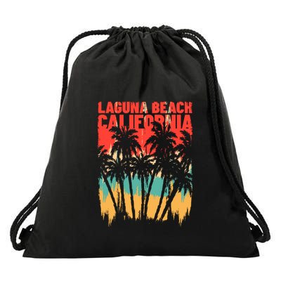 Surfing Sunset Laguna Beach California Summer Palm Gift Drawstring Bag