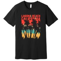 Surfing Sunset Laguna Beach California Summer Palm Gift Premium T-Shirt