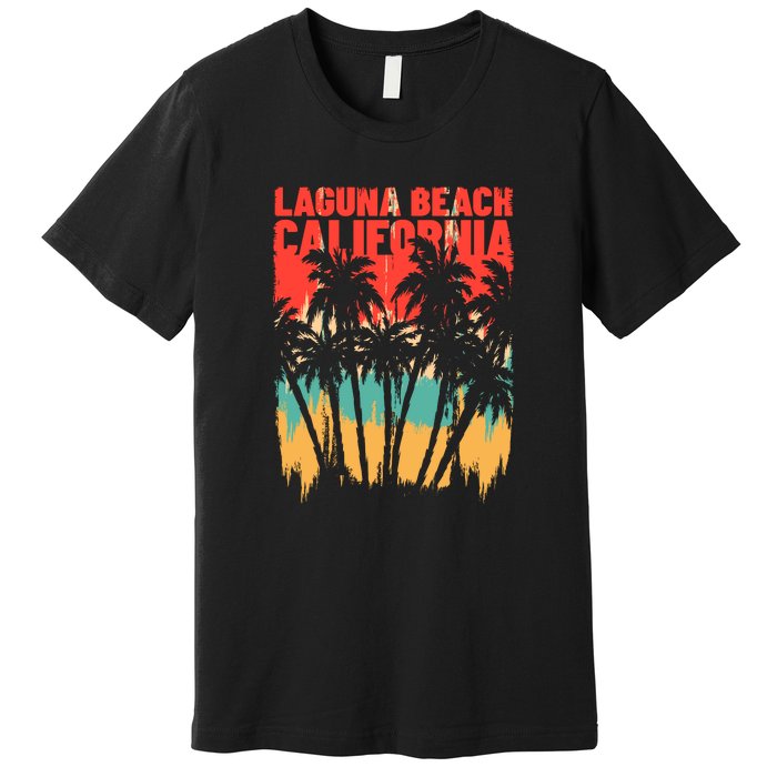 Surfing Sunset Laguna Beach California Summer Palm Gift Premium T-Shirt