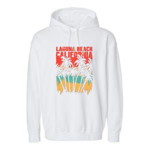 Surfing Sunset Laguna Beach California Summer Palm Gift Garment-Dyed Fleece Hoodie