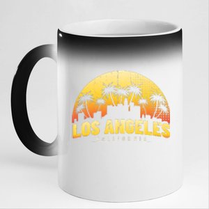 Surfing Sunset Los Angeles Skyline Summer Beach Gift 11oz Black Color Changing Mug