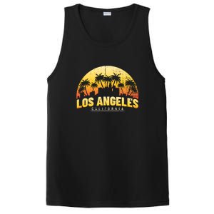 Surfing Sunset Los Angeles Skyline Summer Beach Gift PosiCharge Competitor Tank