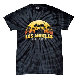 Surfing Sunset Los Angeles Skyline Summer Beach Gift Tie-Dye T-Shirt