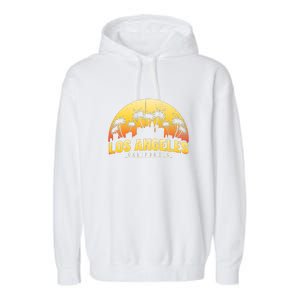 Surfing Sunset Los Angeles Skyline Summer Beach Gift Garment-Dyed Fleece Hoodie