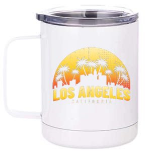 Surfing Sunset Los Angeles Skyline Summer Beach Gift 12 oz Stainless Steel Tumbler Cup