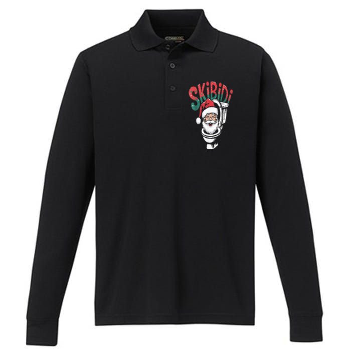 S.K.I.B.I.D.I Santa Matching Christmas Funny Alpha Meme Retro Xmas Performance Long Sleeve Polo