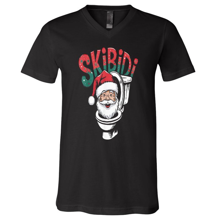 S.K.I.B.I.D.I Santa Matching Christmas Funny Alpha Meme Retro Xmas V-Neck T-Shirt