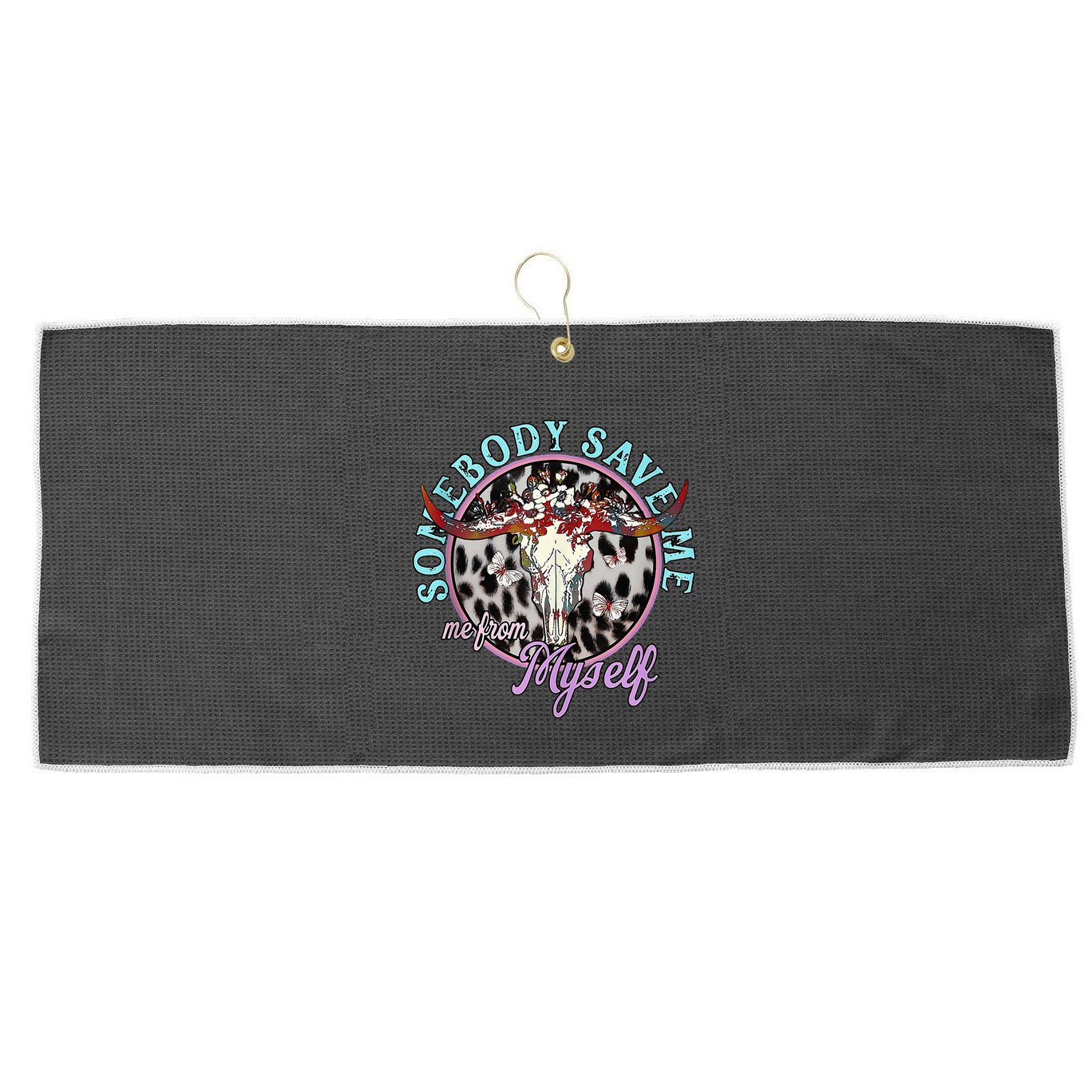 Somebody Save Me Country Music Retro Cowgirl Large Microfiber Waffle Golf Towel