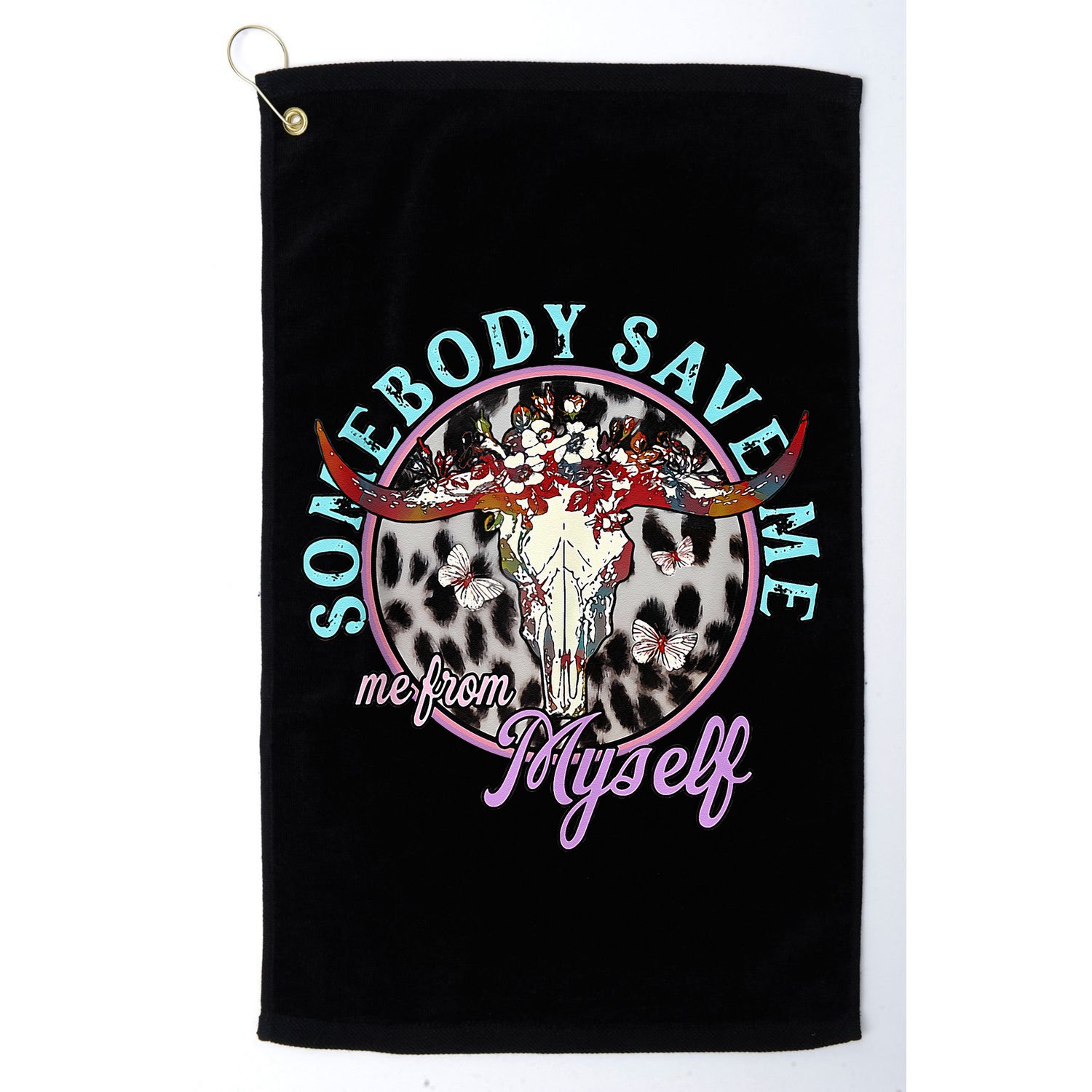 Somebody Save Me Country Music Retro Cowgirl Golf Towel