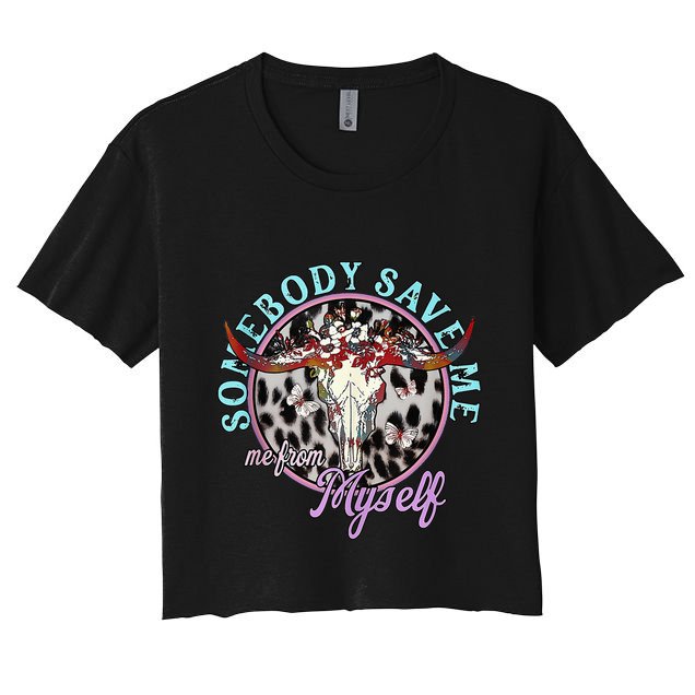 Somebody Save Me Country Music Retro Cowgirl Crop Top