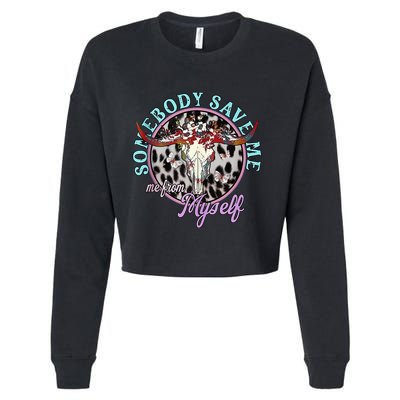 Somebody Save Me Country Music Retro Cowgirl Cropped Pullover Crew