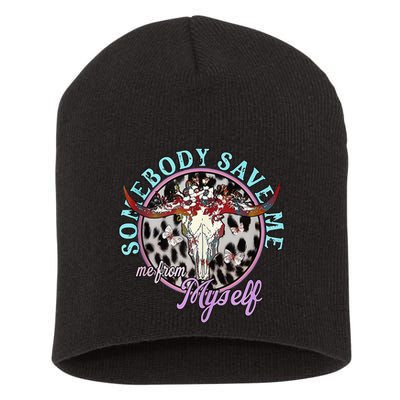 Somebody Save Me Country Music Retro Cowgirl Short Acrylic Beanie