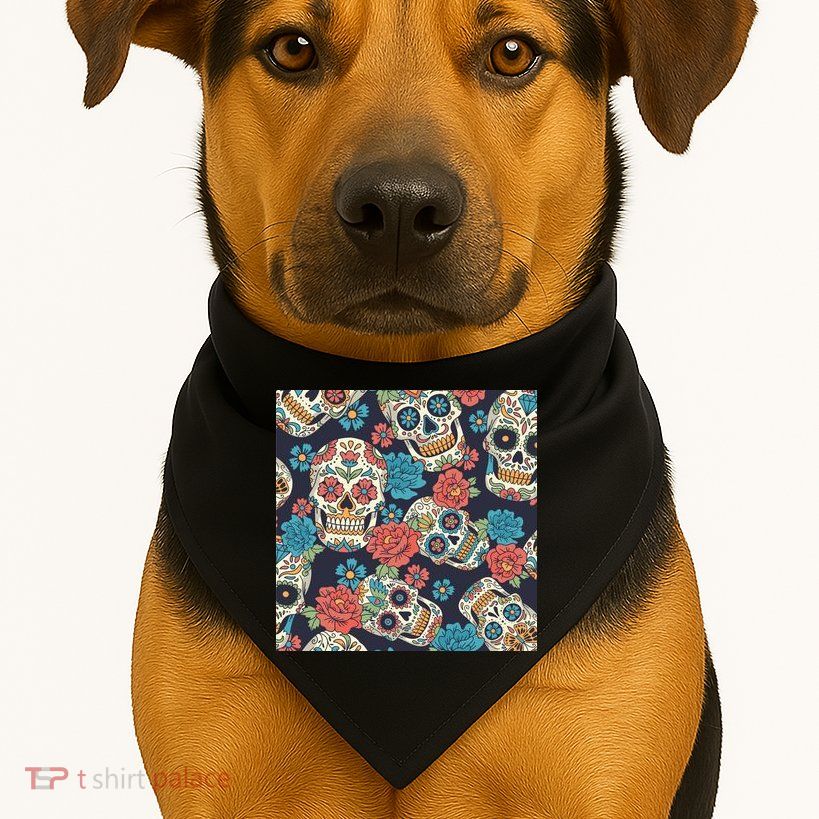 Sugar Skulls Mexican USA-Made Doggie Bandana