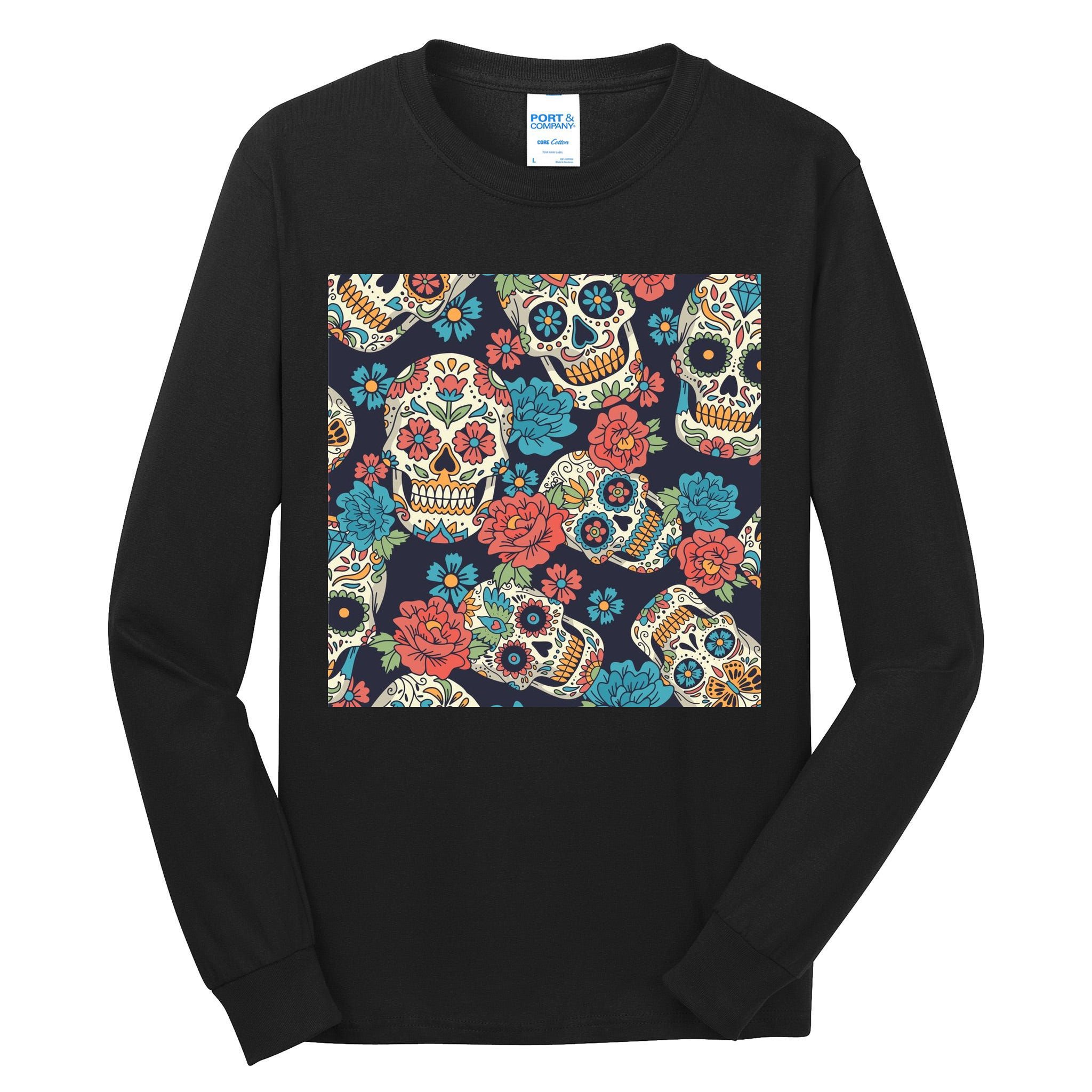 Sugar Skulls Mexican Tall Long Sleeve T-Shirt