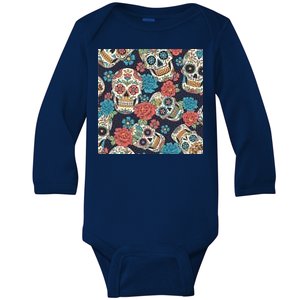 Sugar Skulls Mexican Baby Long Sleeve Bodysuit