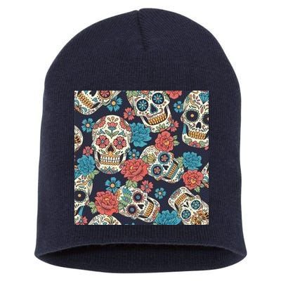 Sugar Skulls Mexican Short Acrylic Beanie