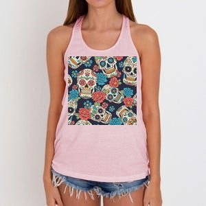 Sugar Skulls Mexican Women's Knotted Racerback Tank